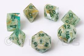 Chessex Marble Green/Dark Green Polyhedral 7 Die Set