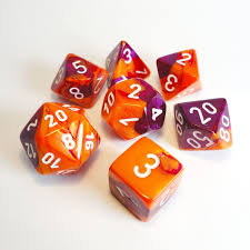 Chessex Gemini Orange-Purple /white Polyhedral 7 Die Set | The CG Realm