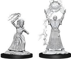 D&D Unpainted Miniatures Drow Mage & Drow Priestess