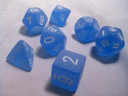 Chessex Frosted Blue/White Polyhedral 7 Die Set
