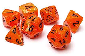 Chessex Vortex Orange/black Polyhedral 7 Die Set | The CG Realm