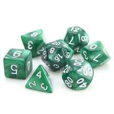 Die Hard Dice POLY RPG SET - DARK GREEN SWIRL W/ WHITE