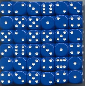 Chessex Opaque Blue/White 12mm d6 Dice Block
