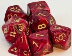 Chessex Vortex Burgundy/gold Polyhedral 7 Die Set | The CG Realm
