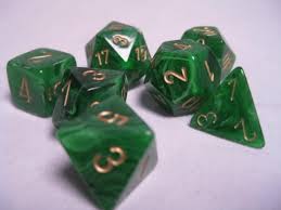 Chessex Vortex Green/gold Polyhedral 7 Die Set | The CG Realm