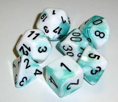Chessex Gemini Teal-White/Black Polyhedral 7 Die Set | The CG Realm