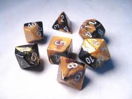 Chessex Gemini Black-Gold w/silver Polyhedral 7 Die Set