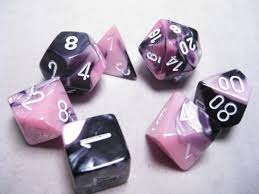 Chessex Gemini Black-Pink/white Polyhedral 7 Die Set | The CG Realm