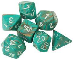 Chessex Marble Oxi-copper /white Polyhedral 7 Die Set | The CG Realm