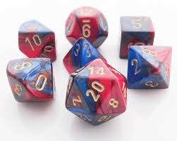 Chessex Gemini Blue-Red/gold Polyhedral 7 Die Set | The CG Realm