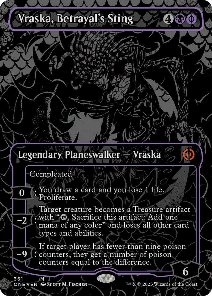Vraska, Betrayal's Sting (Oil Slick Raised Foil) [Phyrexia: All Will Be One] | The CG Realm