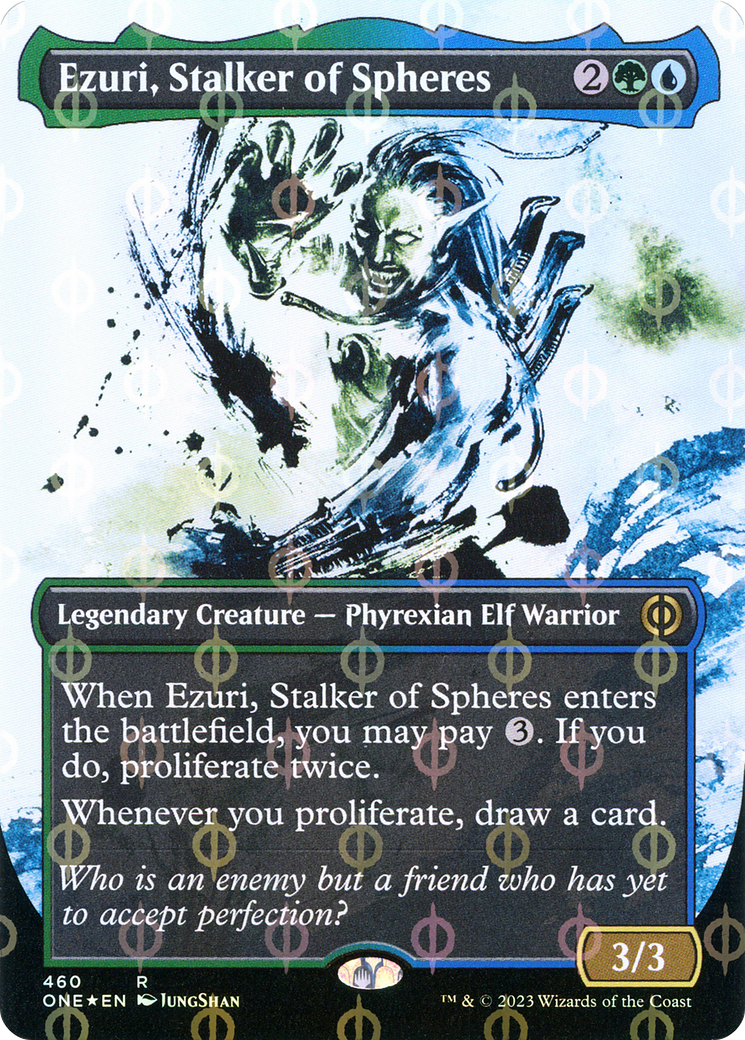 Ezuri, Stalker of Spheres (Borderless Ichor Step-and-Compleat Foil) [Phyrexia: All Will Be One] | The CG Realm