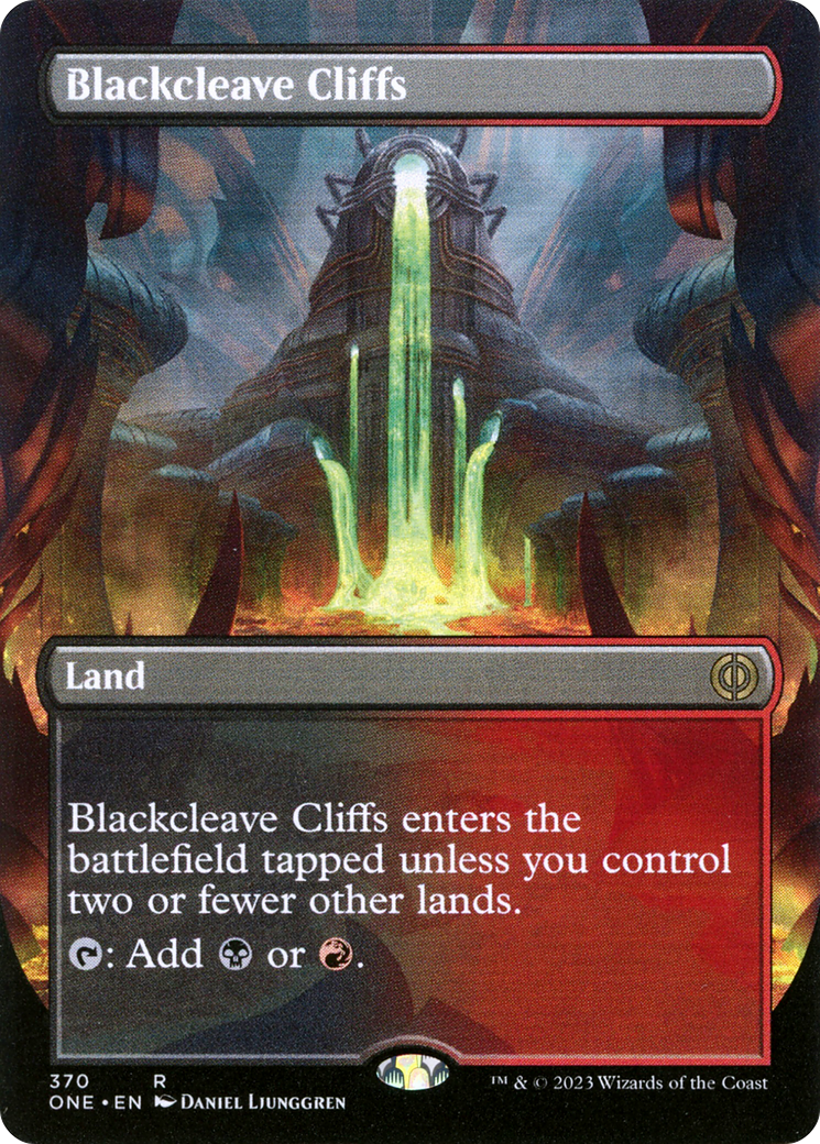 Blackcleave Cliffs (Borderless Alternate Art) [Phyrexia: All Will Be One] | The CG Realm