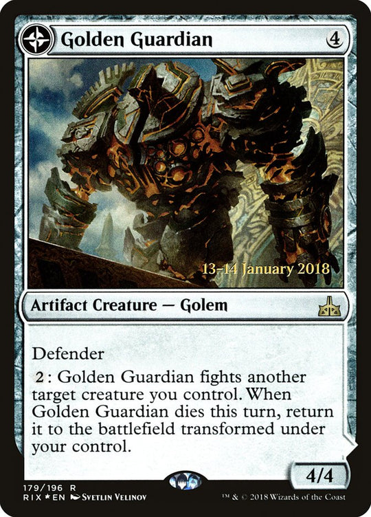 Golden Guardian (PRE-179) - Rivals of Ixalan Promos: (compasslanddfc) Foil