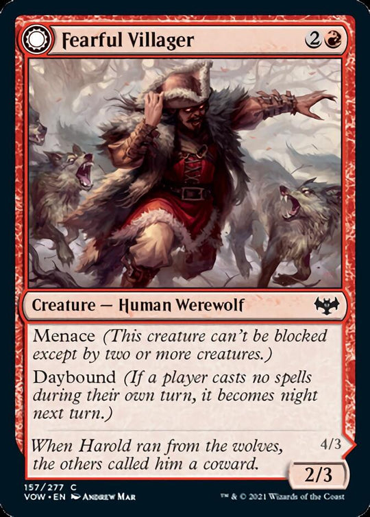 Fearful Villager (VOW-157) - Innistrad: Crimson Vow: (Double Faced Transform)