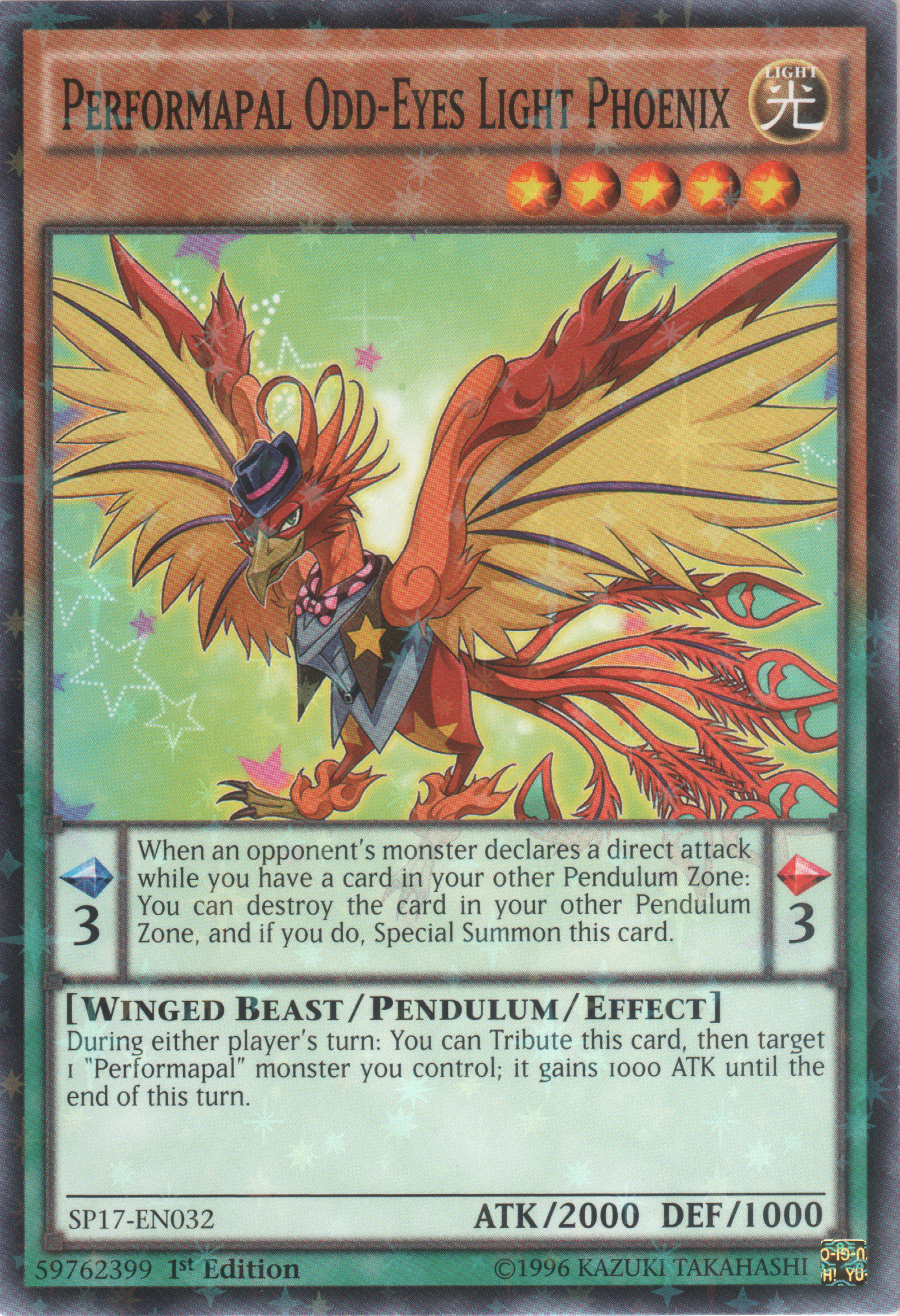 Performapal Odd-Eyes Light Phoenix [SP17-EN032] Starfoil Rare | The CG Realm