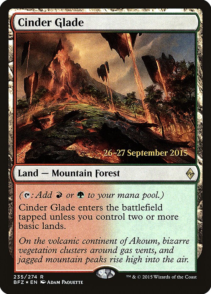 Cinder Glade [Battle for Zendikar Prerelease Promos] | The CG Realm