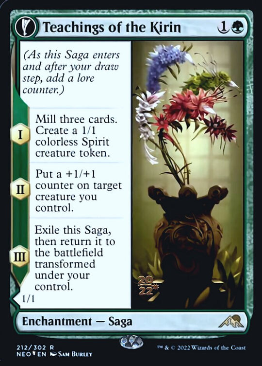 Teachings of the Kirin (PRE-212) - Kamigawa: Neon Dynasty Promos: (fandfc, enchantment) Foil