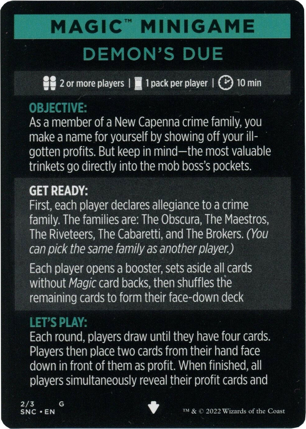 Demon's Due (Magic Minigame) [Streets of New Capenna Minigame] | The CG Realm