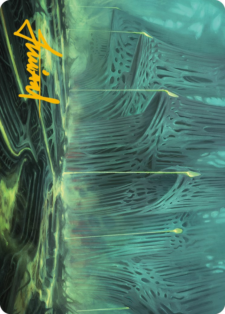 Swamp Art Card (Gold-Stamped Signature) [Phyrexia: All Will Be One Art Series] | The CG Realm