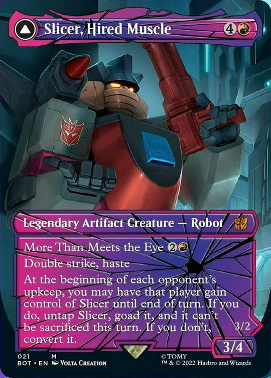 Slicer, Hired Muscle (Shattered Glass) (BOT-021) - Transformers: (shatteredglass, convertdfc) (Borderless)