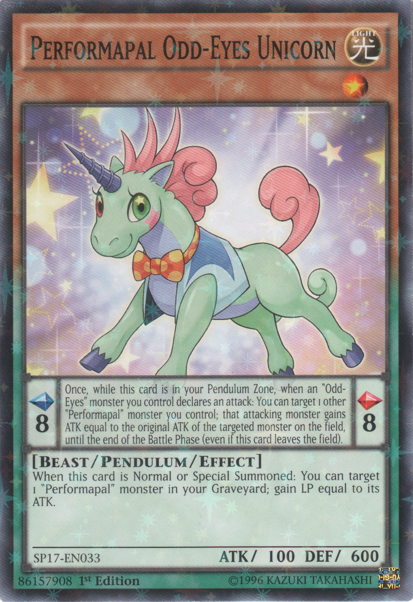 Performapal Odd-Eyes Unicorn [SP17-EN033] Starfoil Rare | The CG Realm