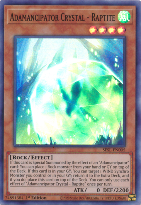 Adamancipator Crystal - Raptite [SESL-EN005] Super Rare | The CG Realm