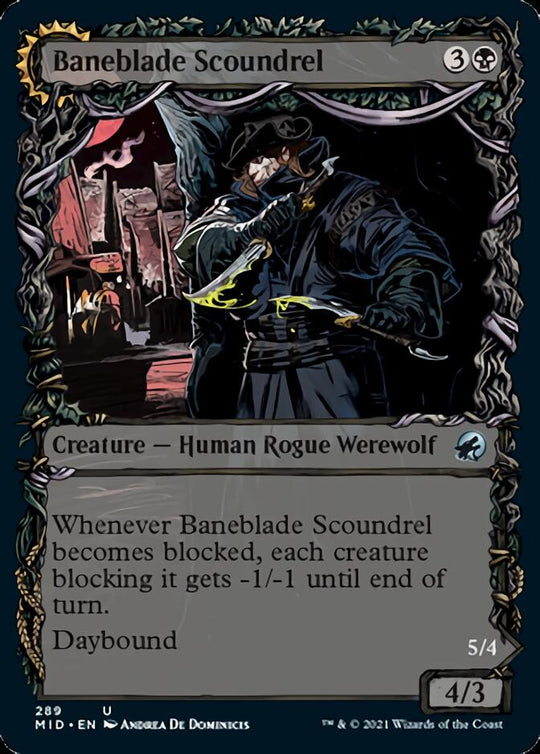 Baneblade Scoundrel (Showcase) (MID-289) - Innistrad: Midnight Hunt: (Showcase, Double Faced Transform)