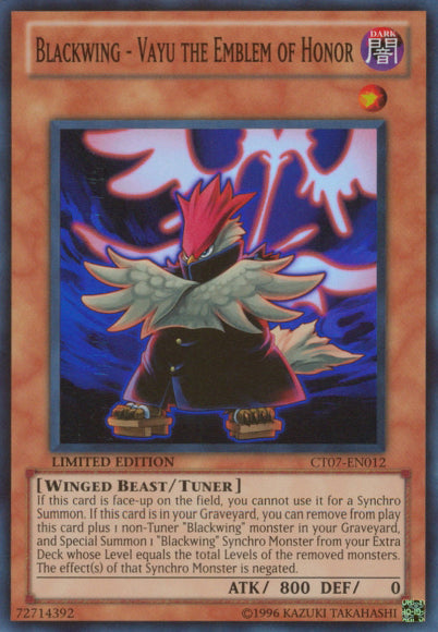 Blackwing - Vayu the Emblem of Honor [CT07-EN012] Super Rare | The CG Realm