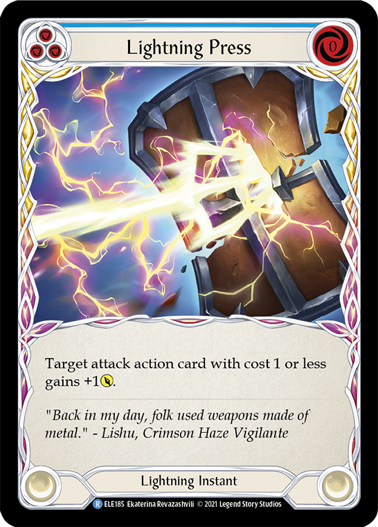 Lightning Press (Blue) [ELE185] (Tales of Aria)  1st Edition Rainbow Foil | The CG Realm