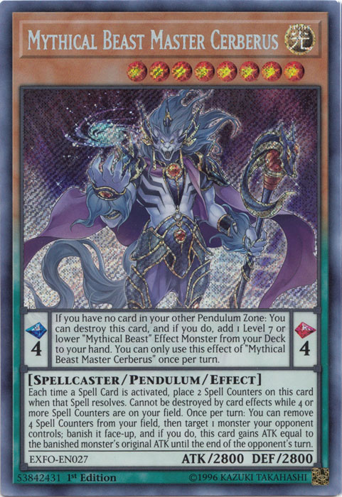 Mythical Beast Master Cerberus [EXFO-EN027] Secret Rare | The CG Realm