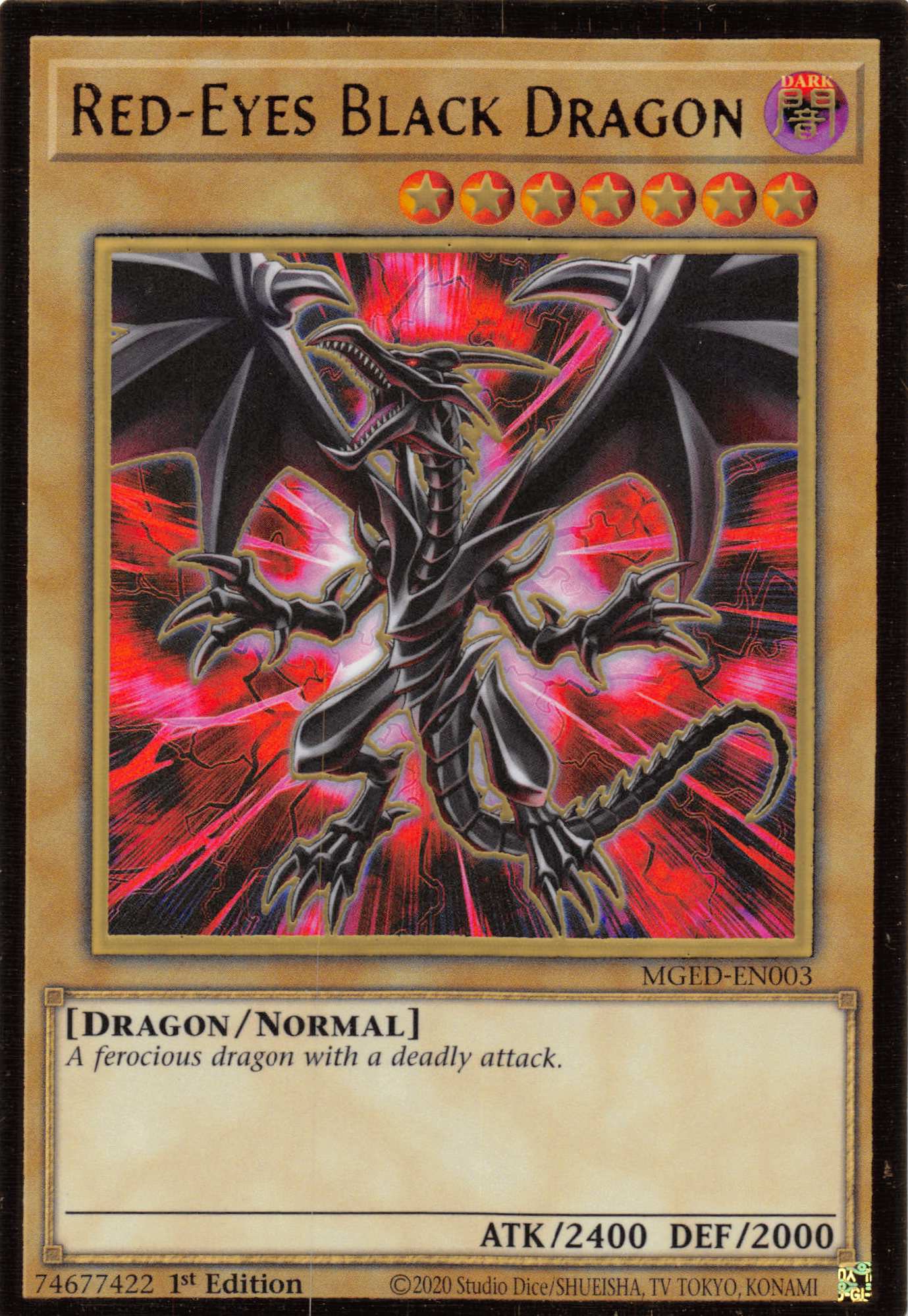 Red-Eyes Black Dragon (Alternate Art) [MGED-EN003] Gold Rare | The CG Realm