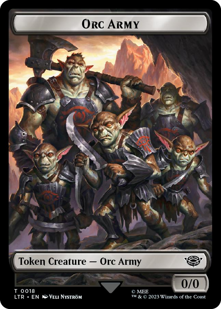 Orc Army (0018) // Food (0023) Double-Sided Token (Surge Foil) (LTR-18 // 23) - The Lord of the Rings: Tales of Middle-earth Foil