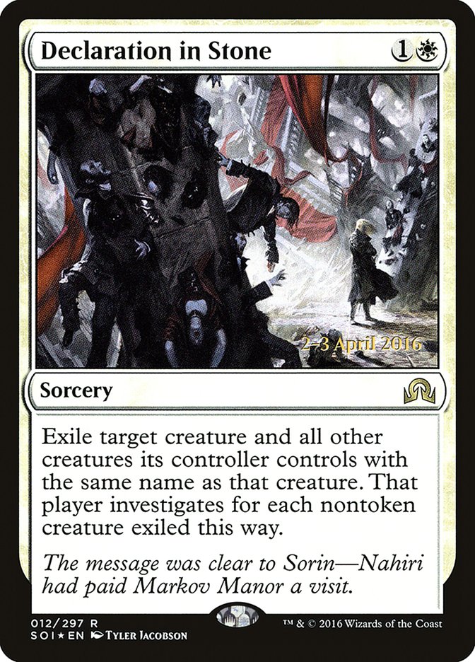 Declaration in Stone [Shadows over Innistrad Prerelease Promos] | The CG Realm
