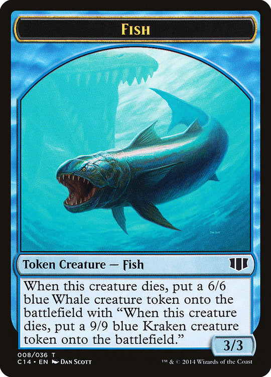 Fish // Zombie (Blue) Double-sided Token (C14-8 // 11) - Commander 2014 Tokens
