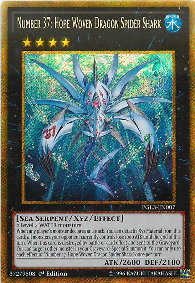 Number 37: Hope Woven Dragon Spider Shark [PGL3-EN007] Gold Secret Rare | The CG Realm