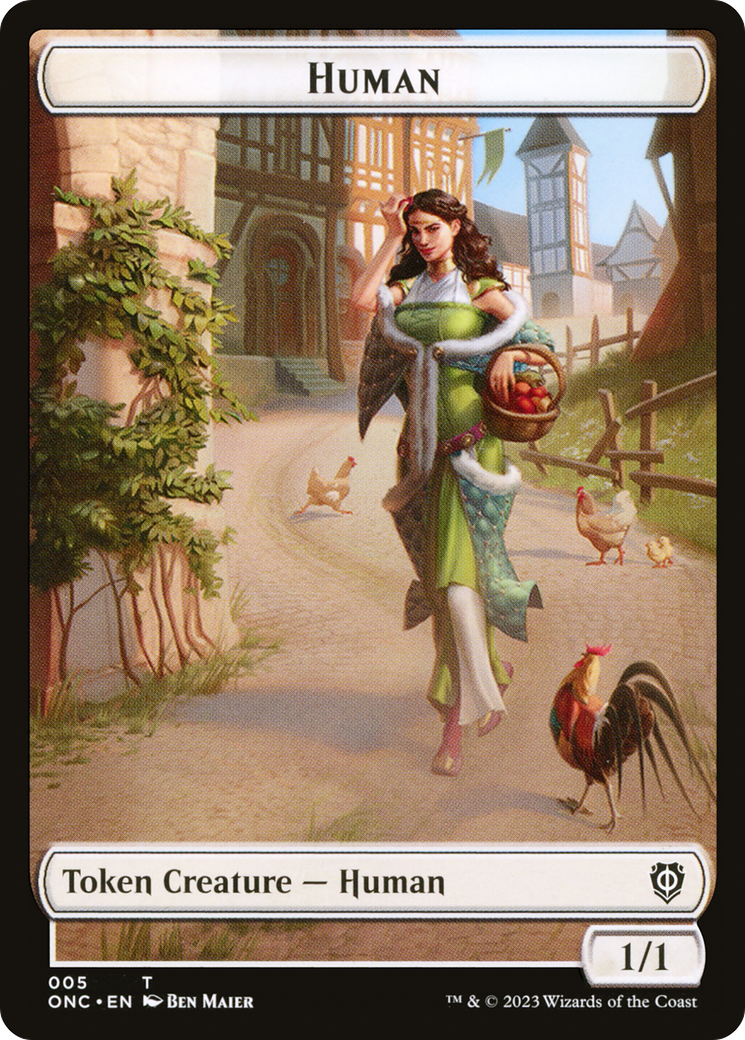 Human // Spirit Double-Sided Token (ONC-5 // 9) - Commander: Phyrexia: All Will Be One