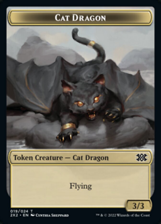 Cat Dragon // Spirit (008) Double-Sided Token [Double Masters 2022 Tokens] | The CG Realm