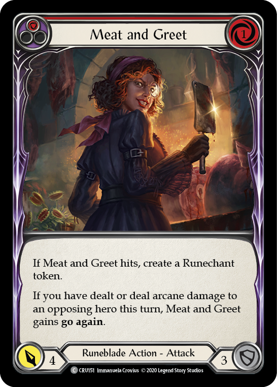 Meat and Greet (Red) [CRU151] (Crucible of War)  1st Edition Rainbow Foil | The CG Realm