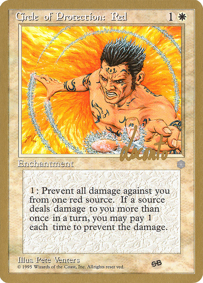 Circle of Protection: Red (Michael Loconto) (SB) (ICE) [Pro Tour Collector Set] | The CG Realm