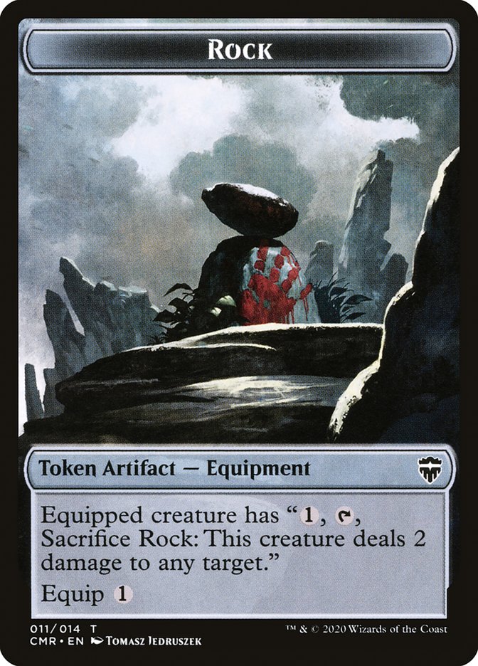 Golem // Rock Double-Sided Token [Commander Legends Tokens] | The CG Realm