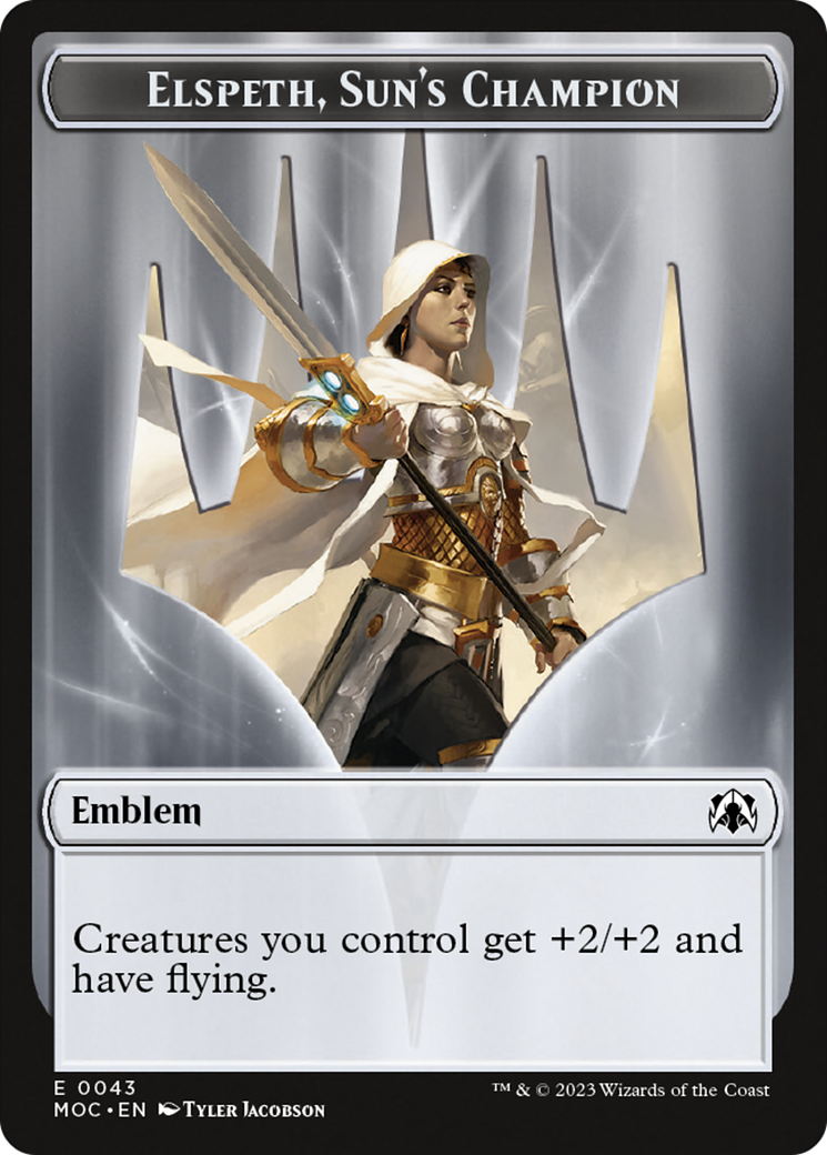 Warrior // Elspeth, Sun's Champion Emblem Double-Sided Token [March of the Machine Commander Tokens] | The CG Realm