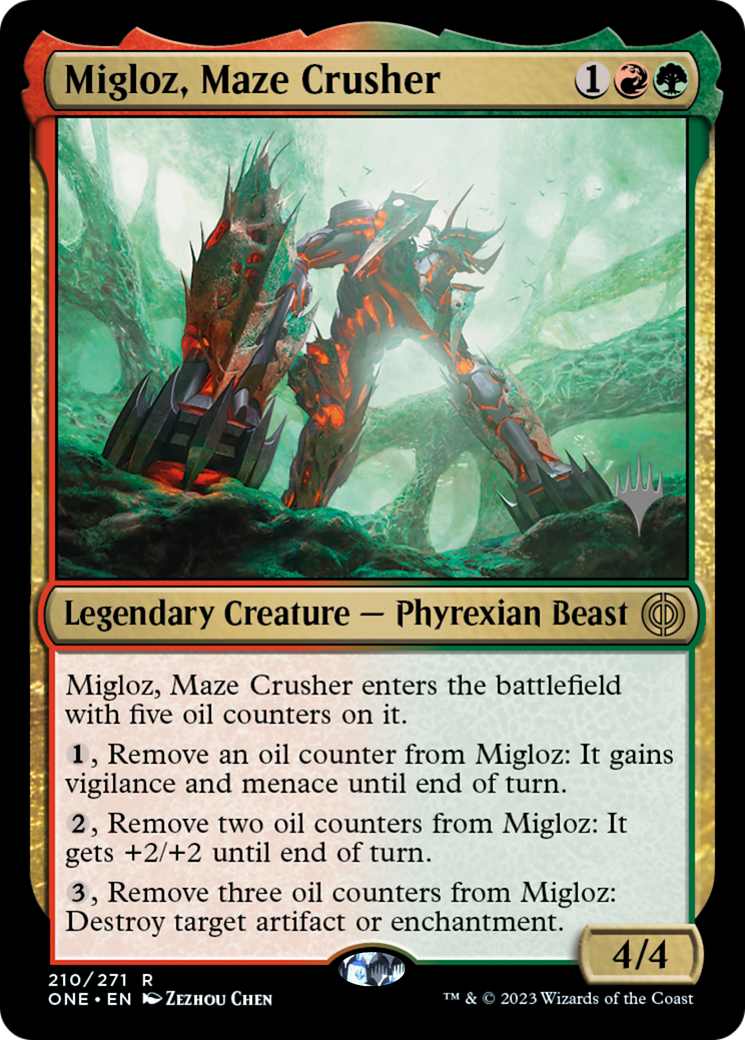Migloz, Maze Crusher (Promo Pack) [Phyrexia: All Will Be One Promos] | The CG Realm