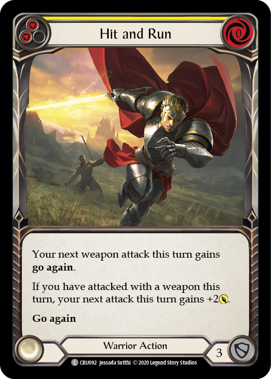 Hit and Run (Yellow) [CRU092] (Crucible of War)  1st Edition Rainbow Foil | The CG Realm