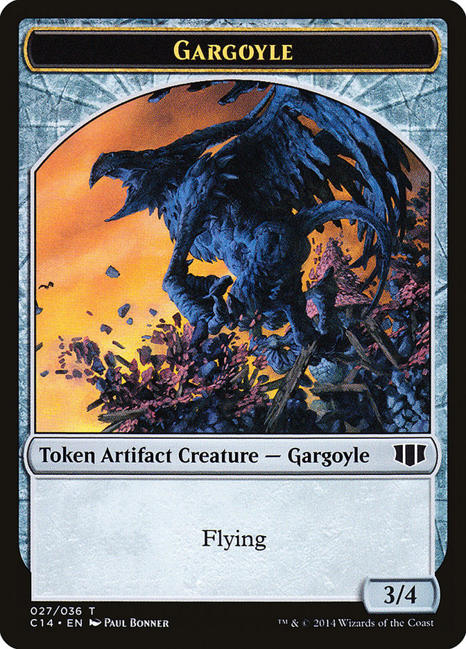 Gargoyle // Elf Warrior Double-sided Token (C14-27 // 24) - Commander 2014 Tokens