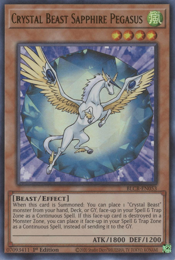 Crystal Beast Sapphire Pegasus [BLCR-EN053] Ultra Rare | The CG Realm