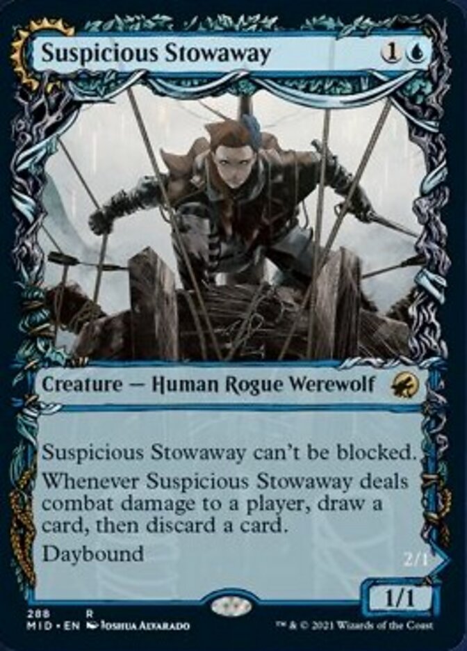 Suspicious Stowaway (Showcase) (MID-288) - Innistrad: Midnight Hunt: (Showcase, Double Faced Transform)