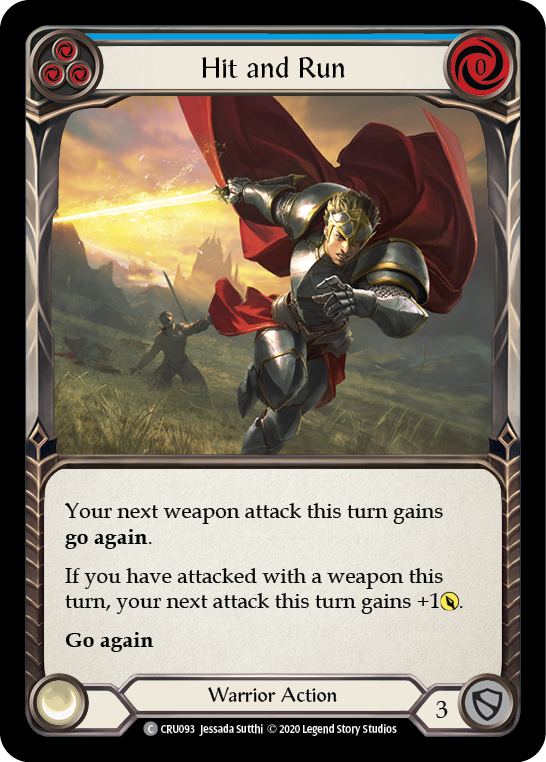 Hit and Run (Blue) [CRU093] (Crucible of War)  1st Edition Normal | The CG Realm