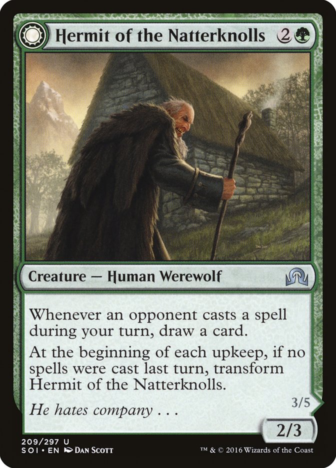 Hermit of the Natterknolls // Lone Wolf of the Natterknolls [Shadows over Innistrad] | The CG Realm
