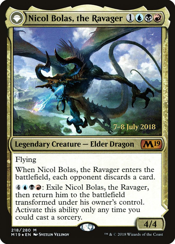 Nicol Bolas, the Ravager // Nicol Bolas, the Arisen [Core Set 2019 Prerelease Promos] | The CG Realm